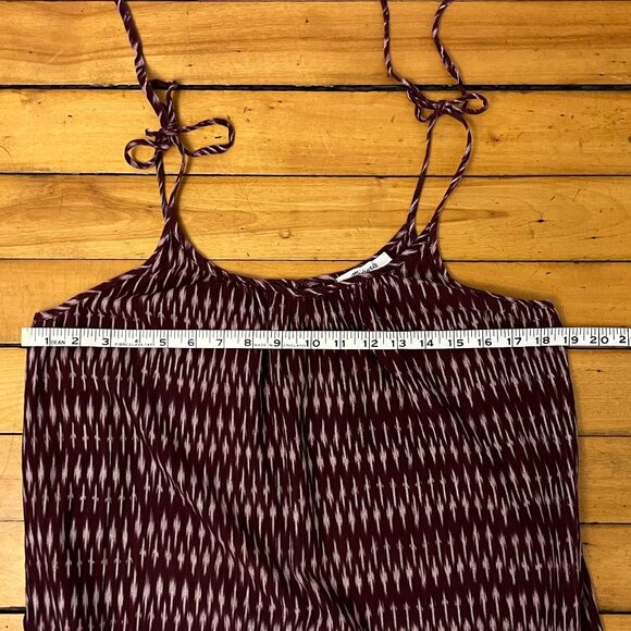 Madewell Maroon Ikat Print Tied Straps Shift Dress, Size Large - Picture 9 of 10